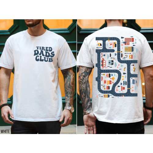 Tired Dads Club Shirt, Comfort Colors® Tired Dads Club Shirt, Play Cars On Dad's Back, Mat Road Car Race Track Shirt, Cute Father's Day Gift