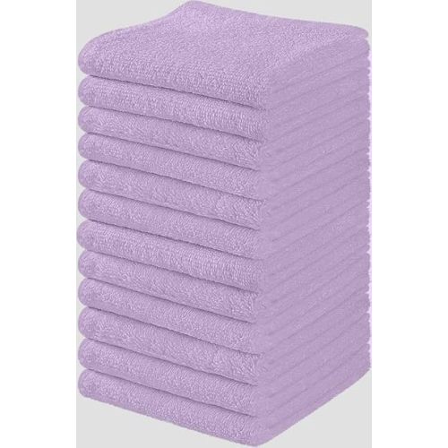 Towel and Linen Mart 100% Cotton - Wash Cloth Set - Flannel Face Cloths, Highly Absorbent and Soft Feel Fingertip Towels (Lavender, Pack of 12)