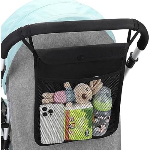 Accmor Universal Stroller Organizer, Mesh Bag Fits for Uppababy, Nuna, Britax, Doona Strollers, Non-Slip Adjustable Stroller Mesh Cargo Net Storage Caddy Accessories