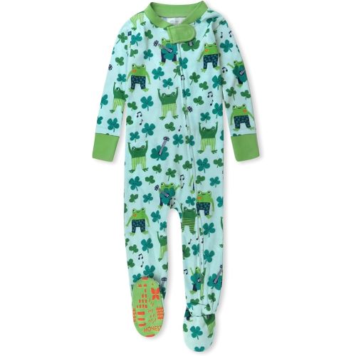 HonestBaby unisex-baby Celebration Non-slip Footed Pajamas One-piece Sleeper Zip-front Pjs 100% Organic Cotton