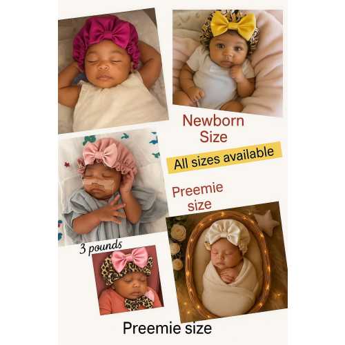 Satin Baby GIRL Bonnet for Curly Hair-Infant -|Toddler Satin Bonnet |Gentle Hair Protection|Perfect Baby Shower Gift-With ADJUSTABLE band