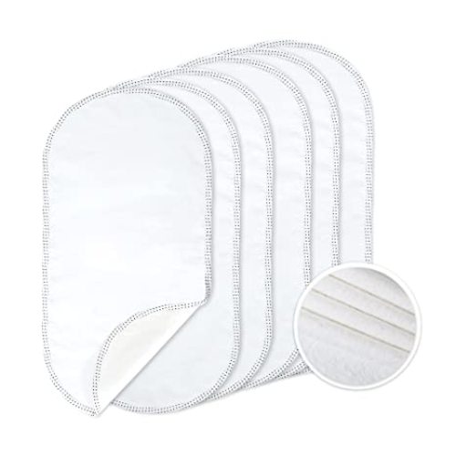 TILLYOU Waterproof Changing Pad Liners 6 Pack, 100% Cotton Reusable Cloth Diaper Liners, White