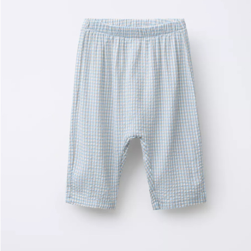 1-3 months PLAID TEXTURED PANTS - Sand / Blue | ZARA United States