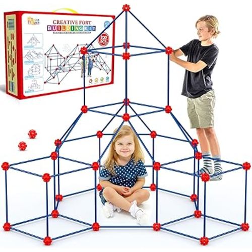 Fort Building Kit for Kids,STEM Construction Toys, Educational Gift for 4 5 6 7 8 9 10 11 12 Years Old Boys and Girls,Ultimate Creative Set for Indoor & Outdoors Activity,200 Pcs,Original