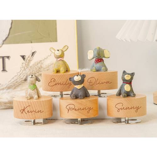 Custom Animal Music Box,Engraved Name Music Box,Personalized Wooden Music Box,Custom Holiday Gifts For Kids,Baby Shower Gift,Birthday Gifts