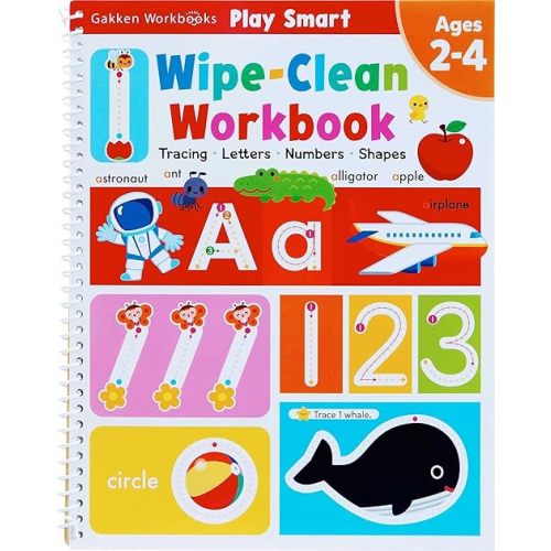 Play Smart Wipe-Clean Workbook: Ages 2-4: Tracing, Letters, Numbers, Shapes Spiral-bound – November 22, 2022