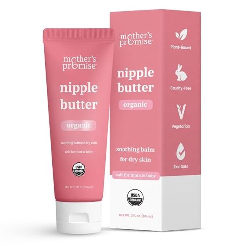 Organic Nipple Cream for Breastfeeding Mothers | Lanolin Free Nipple Butter, Safe for Nursing Moms & Babies | No Need to Wash Balm for Dry Skin & Breast Feeding, Breastfeeding Essentials, 2oz. : Baby
