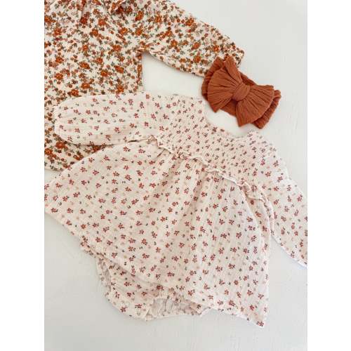 Smocked Ruffle Bubble w/ Skirt, Carrie Floral