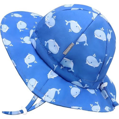 UPF 50+ Baby Bucket Hat - Wide Brim Sun Protection Beach Cap for Girls - Cute & Adjustable Toddler Hat