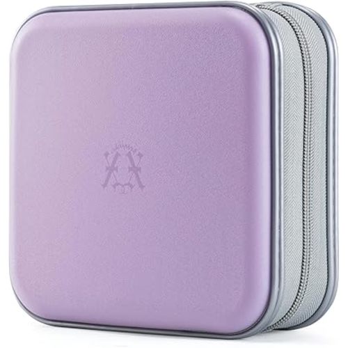 alavisxf xx 48 Capacity Hard Plastic DVD Case Portable Zipper CD Case Holder Large Storage Disc Wallet Bag for Car Home Travel (Lavender)
