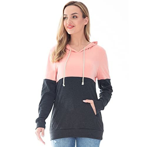 Bearsland Women's Maternity Breastfeeding Sweater Hoodie Nursing Sweatshirt with Pockets