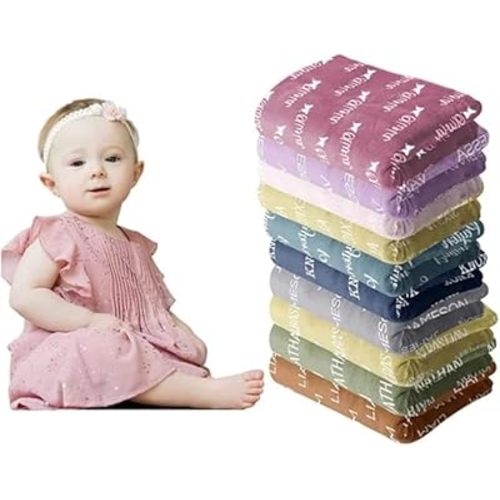 Personalized Baby Blankets for Girls with Name - Baby Boy Newborn Soft- Customized Blankets (30-40in)