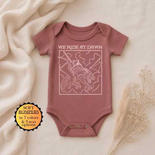 Retro Dragon Rider Baby Romper: Bookish Dragon Baby Gift, Baby Romper for Romantasy Reader, Newborn Girl Fantasy Gift, Bella+Canvas Bodysuit