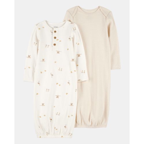 Baby 2-Pack Sleeper Gowns - Ivory/Tan