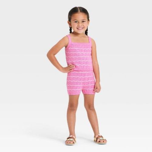 Toddler Girls' 2pc Striped Sweater Tank Top and Shorts Set - Cat & Jack™ Pink 3T