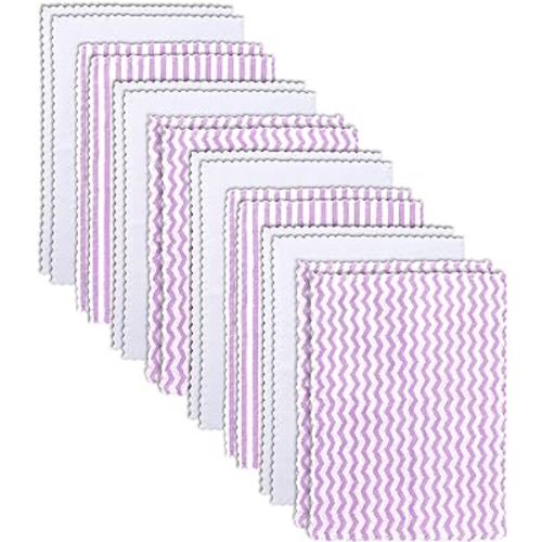 16 Pack Super Soft Baby Burp Cloths, Baby Washcloths, Ultra Absorbent Large Newborn Burping Cloth for Boy and Girl, Milk Spit Up Rags, Unisex for Baby Sensitive Skin, Purple and White, 16 × 12 Inch