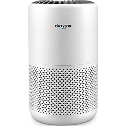 Okaysou 4 Optional Filters Air Purifier for Home Large Room, Covers up to 1320 Sq.Ft, 5 Layers of H13 True HEPA, Quiet 22dB Filtration System for Bedroom, Removes 99.97% of Particles, Smoke Dust Pollen Dander Hair, CADR 297+, White