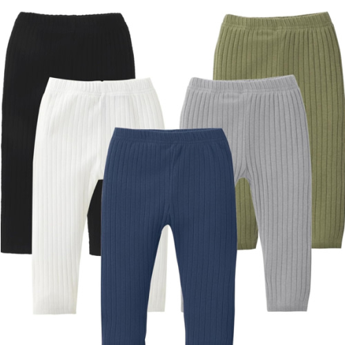 DREAM BUS 5 Pack Toddler Girl Pants Baby Girl Solid Ribbed Pants Toddler Girls Bottoms Leggings Newborn Cotton Jogger