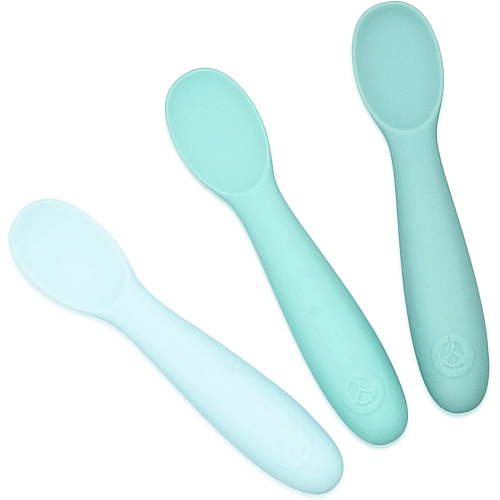 WeeSprout Baby Spoons for Self Feeding 6 Months +, Sensitive Gums & Teeth, 3 Pack + Case