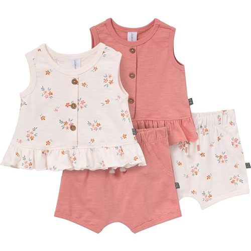 Modern Moments by Gerber Baby Girls' 4-pack Peplum Top & Short Set