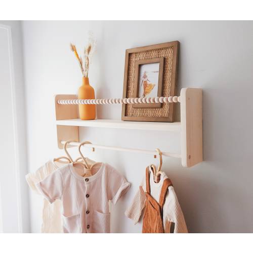 Nursery Shelf Clothes Hanger, Nursery Shelves, Boho Macrame, Nursery Decor, Children's Bookshelves, Floating Shelves, Kid's Bookshelf