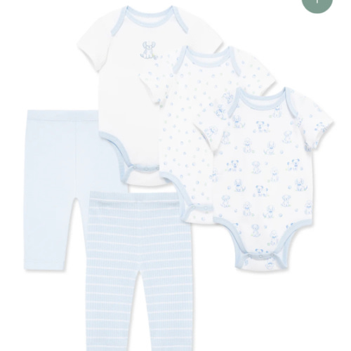Peppy Puppies 5-Piece Bodysuits & Pants Set