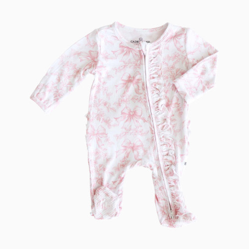 Caden Lane Ruffle Zipper Footie - Fancy Frills, 0-3 M