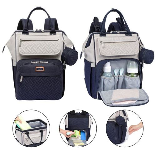 BabbleRoo Diaper Bag Backpack: Ultimate Baby Bag, Versatile Baby Diaper Bag for Modern Parents, Stone Gray & Blue, 1 pc