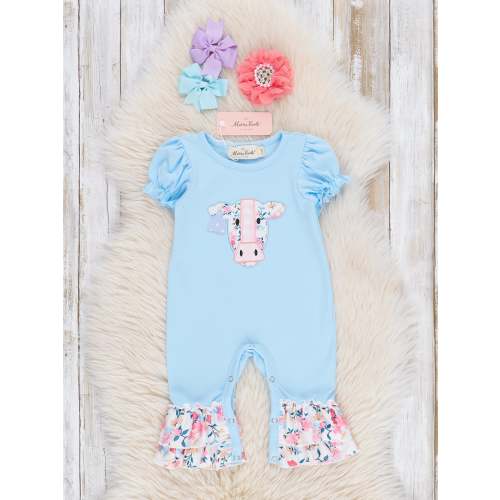 Baby Cow Floral Ruffle Romper