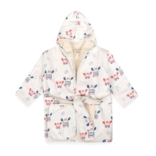 Nautical Crab Baby Hooded Bathrobe (Organic Jersey)