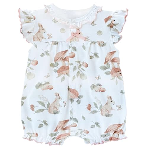 FITFIFTH POD Baby Girl Romper Cute Cartoon Printed Short Sleeve One-Piece Romper Infant Summer Clothes 100% Cotton Jumpsuit