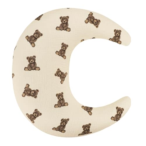 SWESEN Muslin Nursing Pillow Cover, Soft Removable Cover for Breastfeeding Pillows, Pillow Slipcover for Baby Boys and Girls, Comfortable & Breathable, Bear, Washable (Only Cover)