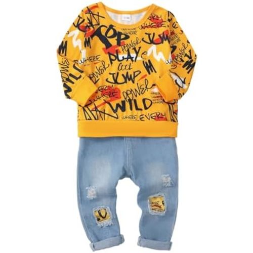 Toddler Baby Boy Outfits Fall Winter Clothes Color Block Long Sleeve Sweatshirt Tops + Jogger Pants Set 2PCS