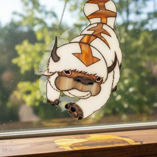 Appa Suncatcher, Faux Stained Glass Window Hanging, Christmas Gift For Avatar The Last Airbender Fans