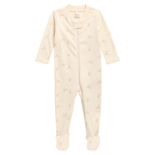 Print Organic Cotton Zip Footie, 3-6M- Only a few left