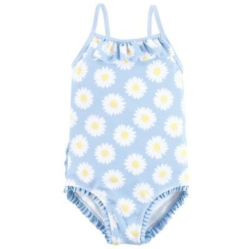 Hudson Baby Girls Toddler Swimsuit, Blue Daisy, 5T