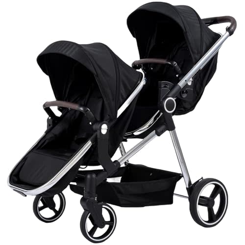 Double Stroller for Twins Infants and Toddlers, Foldable Tandem | Convertible Twin to Single Stroller, Compact Light Weight, Ages 0-3 Years