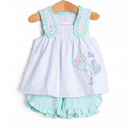 Magic In The Air Applique Ruffle Short Set, Blue – Stitchy Fish