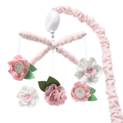 Free Shipping! The Peanutshell Pink Floral Musical Crib Mobile for Baby Girls Plays 12 Lullabies