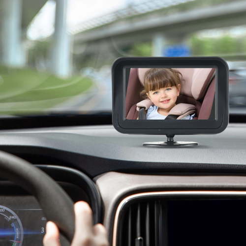 Kumdkd 4.3 Inch Car Baby Monitor with 1080P HD Camera, 120° Wide Angle & Auto Infrared Night Vision, Back Seat Safety Monitor for Infant Toddler, Easy Strap Installation, Includes 12V Power Cable