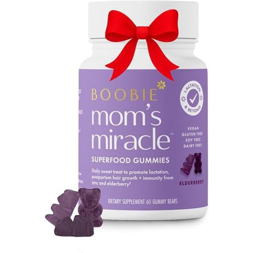 Boobie Bears Lactation Support Gummies | Helps As Milk Supply Booster & Supports Immune Health & Hair Growth | Breastfeeding Supplements with Zinc & Elderberry for Milk Supply Increase, 60 Count