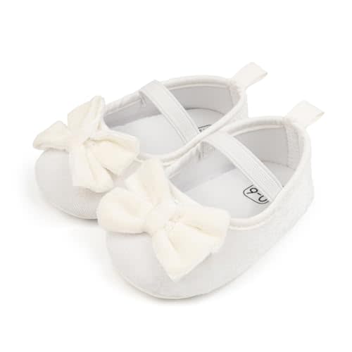 KIDSUN Infant Baby Girls Mary Jane Shoes Non-Slip Rubber Sole Ballet Slippers Princess Dress Wedding Shoes Newborn Crib Shoes First Walkers Shoes