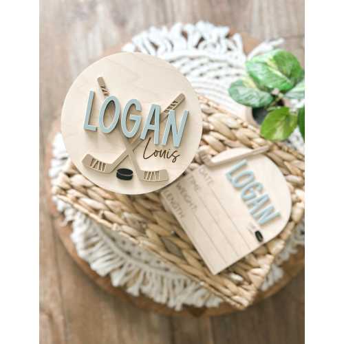 Hockey, Birth Stats , Baby Name Announcement, Birth Announcement, Name Sign, Baby Name Sign, New Baby, Hospital, Fresh 48