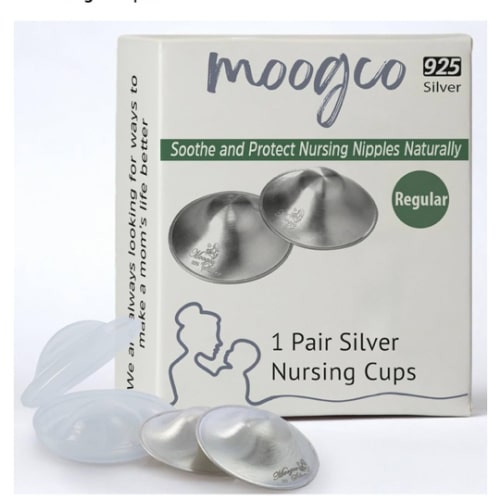 The Original Silver Nursing Cups - 925k Nipple Cups - Nipple Shield for Nursing Newborn - Silver Nipple Covers Breastfeeding (Pure Silver, 925 Regular Size)