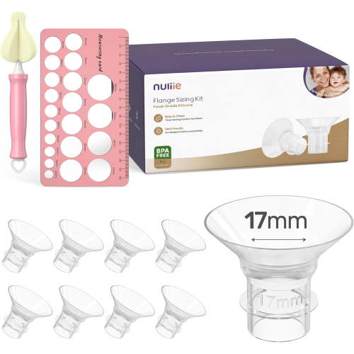 Nuliie 8PCS Flange Sizing kit 17mm for 24mm Flange/Shield of Most Pumps, BPA Free Silicone Flange Inserts, Compatible with Momcozy/Elvie/Spectra/Bellababy/TSRETE/Nuliie Electric Breast Pumps