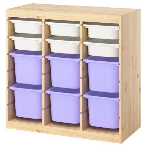 TROFAST Storage combination with boxes - room divider light white stained pine/white lilac 36 5/8x17 3/8x35 7/8 "