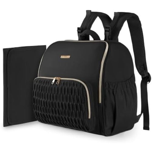 Marscamd Diaper Bag Backpack with Changing Pad, Baby Diaper Bag, Black