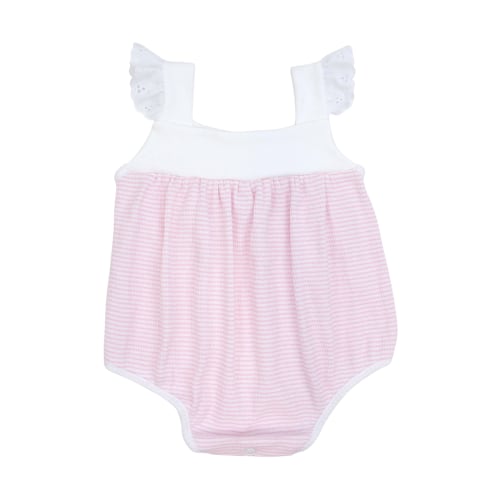 Rib Knit Girls Sunsuit with Eyelet Trim #RB150