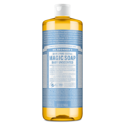 Dr. Bronner's Magic Soap - Unscented - Pure-Castile Liquid Soap - 32 fl oz – for Face, Body Wash, Hands