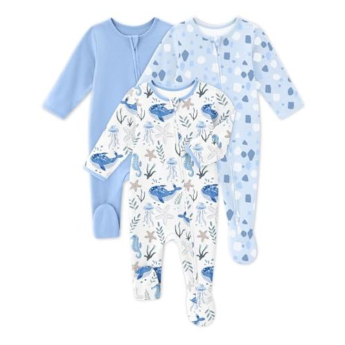 Baby Sleepers 100% Organic Cotton Pajamas for Newborn 0-3 3-6 6-9 Months Boys Girls Clothes Footed Pjs